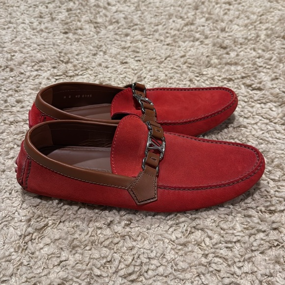 Louis Vuitton Hockenheim Moccasin Red Suede Driving Loafers